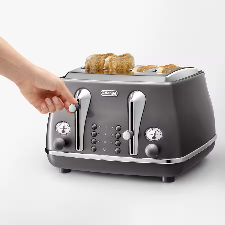 Icona Metallics 4 slice Metallic Grey Toaster