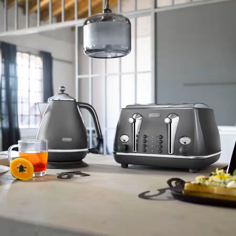 Icona Metallics 4 slice Metallic Grey Toaster