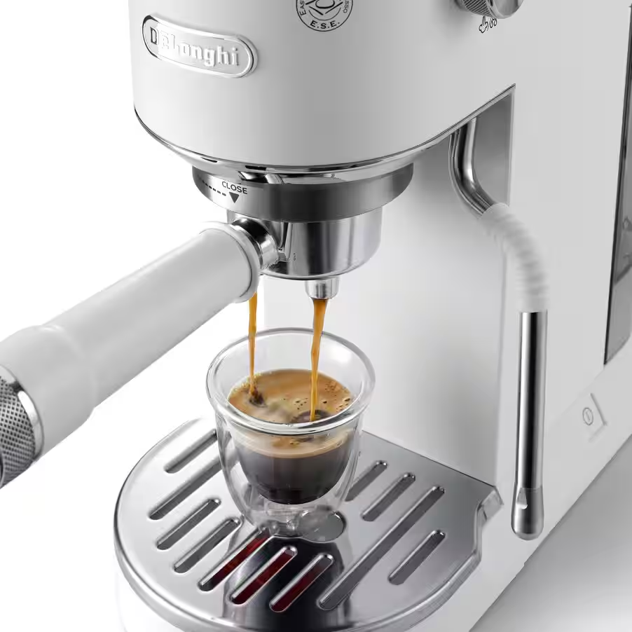 NEW Dedica Duo with Advanced Milk Steam Wand & Cold Brew Option - White