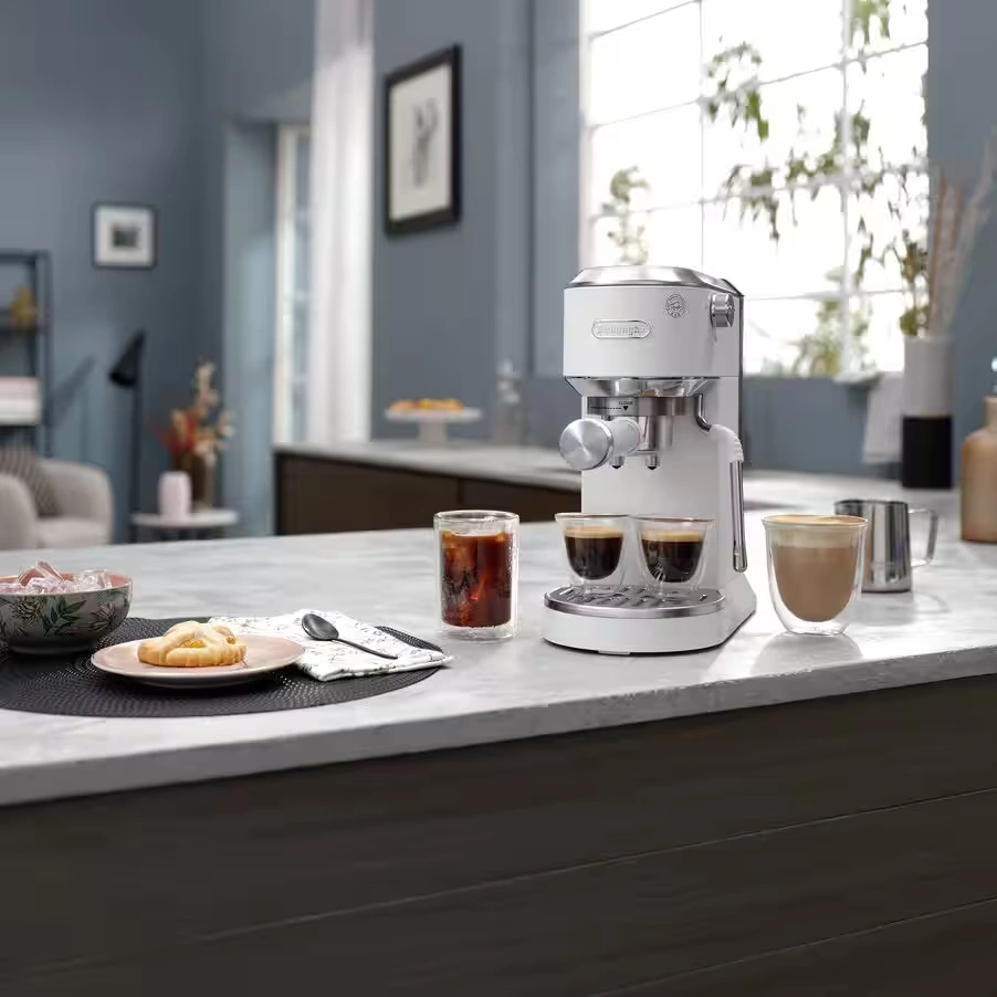 NEW Dedica Duo with Advanced Milk Steam Wand & Cold Brew Option - White
