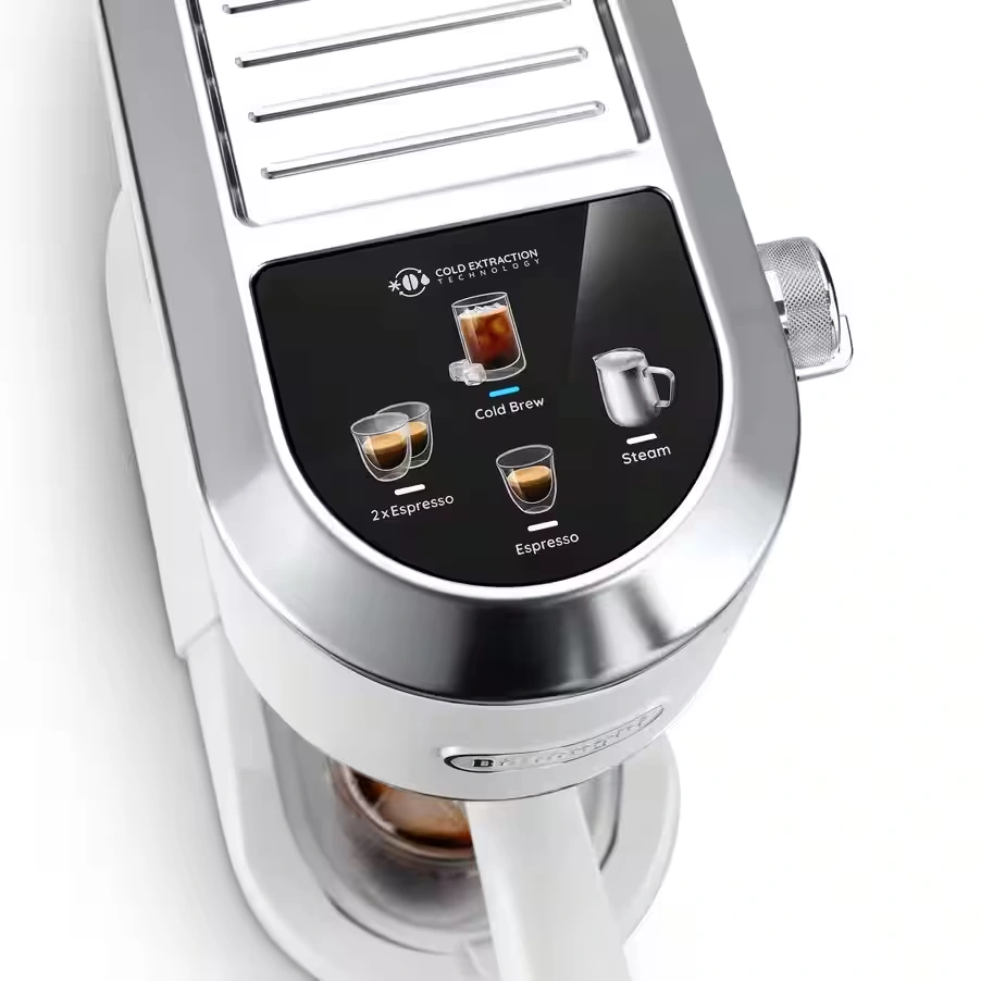 NEW Dedica Duo with Advanced Milk Steam Wand & Cold Brew Option - White
