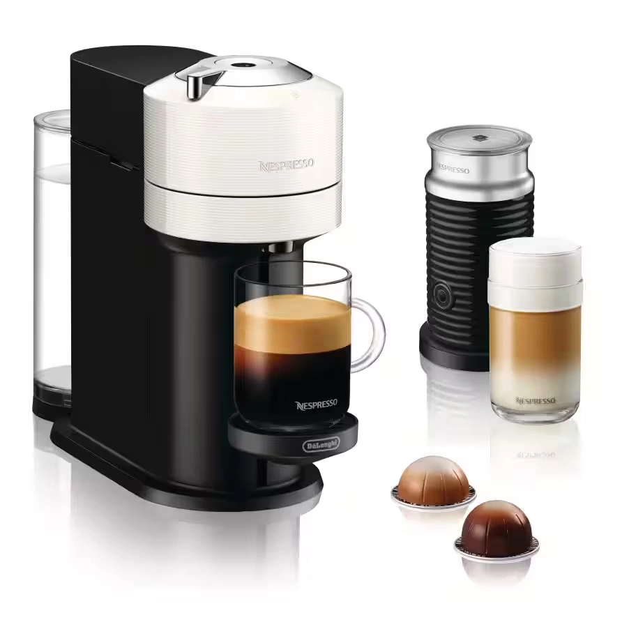 Nespresso Vertuo Next Capsule Coffee Machine with Aeroccino Milk Frother - White